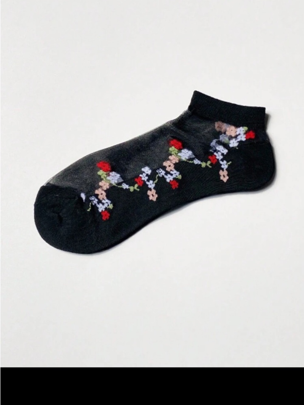 Black Floral Ankle Socks - Pack of 5 - Picture 5 of 6